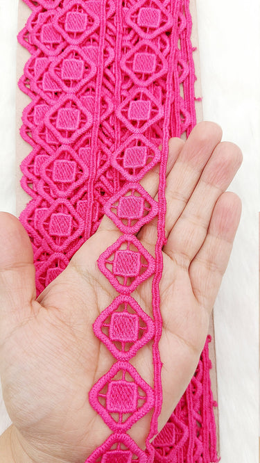Fringe Trim Geometric Pattern, Cotton Embroidered Crafting Edging Lace Trim, Trim by 10 Yards